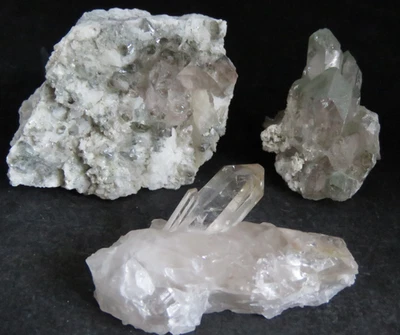 Cristal de roche des Alpes / lot de 3 pièces / quartz / Massif Alpin / France - Photo 1/4