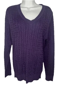 Suéter Sonoma para mujer tejido con cable cuello en V talla grande púrpura ligero NUEVO - Imagen 1 de 8