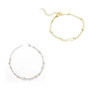Double Bead Bracelet Alloy Wrist Adornment Simple Chain Bracelet Women - Picture 1 of 7