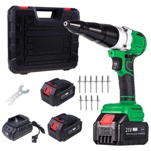 Cordless Rivet Gun 21V, Brushless Electric Riveter with 2×Rechargeable Batter... - Picture 1 of 6
