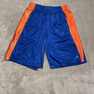 Pantalones Cortos Atléticos Champion Auténticos Para Hombre Medianos Azul Naranja Malla Baloncesto - Imagen 1 de 9