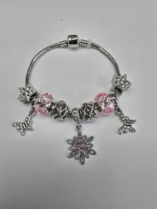 Silver Authentic European Charm Bracelet with charms - Picture 1 of 9