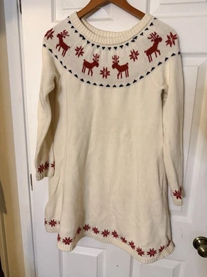 Vestido Suéter Hanna Andersson Niñas Fair Isle Dear Deer 150/12 Festivo Vacaciones Foto 1 de 3