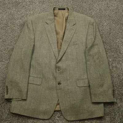 Chaps Mens 46R Brown Tan Plaid 100% Silk Two Button Blazer Sport Coat Jacket - Image 1 of 4