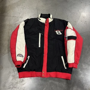Vintage Dale Earnhardt Jr Nascar Puffer Racing Crew Jacket Size 2XL #8 Black - Picture 1 of 9