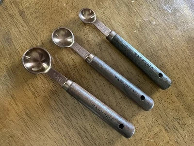Magnólia 3 peças conjunto de colher de medição de cobre/madeira marrom para assar, cozinhar, cozinha - Imagem 1 de 4