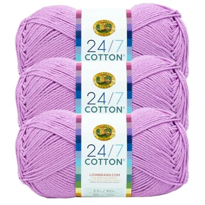 (3 Pack) Lion Brand Yarn 761-145E 24/7 Cotton® Yarn, Orchid - Image 1 of 4