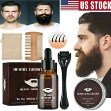 Men Beard Growth Kit Grooms Mustache Boosts Hair Growth Beard Oil Derma Roller