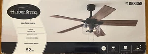 Harbor Breeze Hathaway 52'' Matte Black LED Ceiling Fan w/Light 5-Blade - Picture 1 of 1