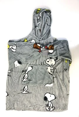KANGURONE SNOOPY Hoodie Decke mit Kapuze Hellgrau 95x95cm Damen Herren - Bild 1 von 4