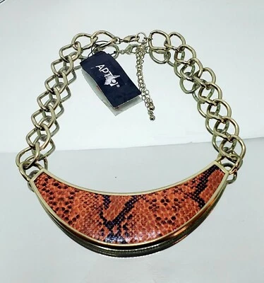 Trendy Apt. 9 Orange Snake Skin Crescent Statement Necklace, NWT,  - Image 1 of 4