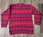 Pull femme vintage Hastings & Smith Hearts acrylique pull over taille M