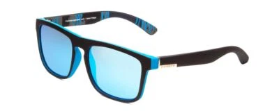 Coyote Marco Unisex Square Polarized Sunglasses Black Grey/Ice Blue Mirror 53 mm - Image 1 of 4