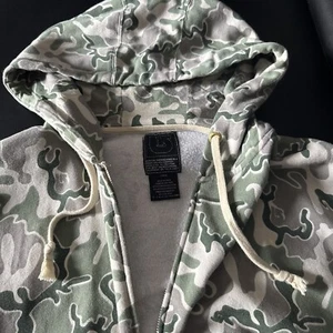 Vintage Burton Snowboard Skate Hoodie Sweatshirt Camo L Green Zip Stash - Picture 1 of 8