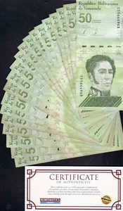 VENEZUELA 50 DIGITAL (50 Digitales) 2021 - QTY 20 Pcs CIRCULATED COA CURRENCY - Picture 1 of 2