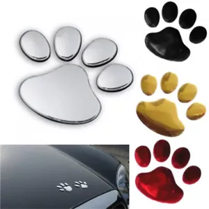 2x Cat Dog Footprint Car Sticker Badge Bear Paw Paws Animal Pet Lover Owner - Picture 1 of 10