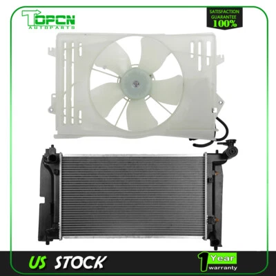 Radiator and Cooling Fan Assembly For Toyota For Corolla 2003-2006 2007 2008 - Image 1 of 4