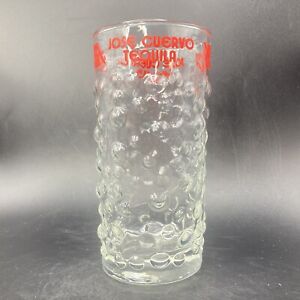 Jose Cuevo Tequila hobnail clear tall drinking glass with Red Lettering
