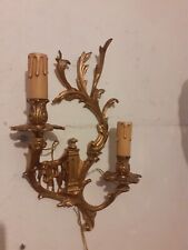 Vintage Antique French  Brass 2 Lights Sconce Wall Light 