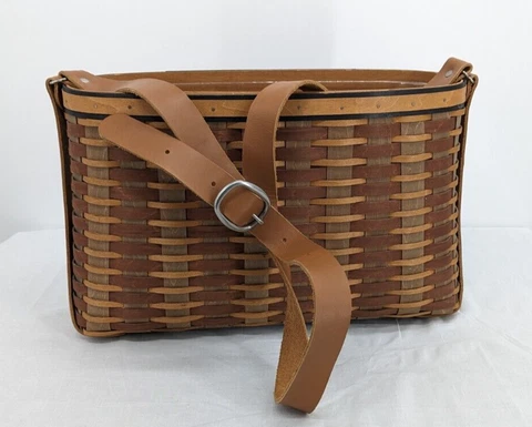 Longaberger Basket Chestnut Hostess Carry-all Signed 2009 Bag Purse Tote Leather Cover