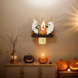 Halloween Ghost Campfire Flickering Nightlight Fire Marshmallow Night-Light Gift - Picture 1 of 9