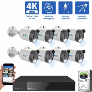 8 Channel 4K NVR 8 X 8MP PoE IP H.265+ AI Smart Starlight Security Camera System - Picture 1 of 12