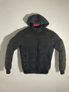 Zara Man Black Hooded Puffer Jacket Size 46 With Zip Pockets & Ribbed Cuffs For - Picture 1 of 3
