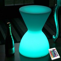 Light Up LED Stool, 43cm Cordless RGB Sensory Floor Lamp with Remote by PK Green