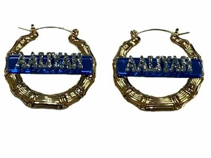 Pendientes de bambú de oro personalizados personalizados de 1,5 in placa de nombre corte láser aspecto de diamante - Imagen 1 de 7