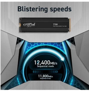 Crucial T700 1TB PCIe Gen5 NVMe M.2 SSD with heatsink - Picture 1 of 4