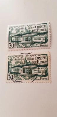 Lot de 2 timbres France Strasbourg Conseil de l'Europe Premier jour 1952 - Photo 1/2