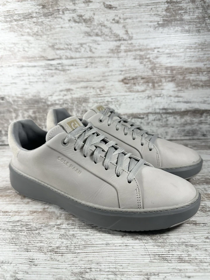 Tenis para hombre Cole Haan GrandPro Topspin Dove/plateados de cuero talla 8M ¡USADOS EN EXCELENTE ESTADO! Foto 1 de 4