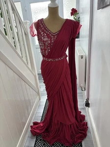 Sari Lengha pronti da festa indiani con camicetta - Foto 1 di 23