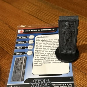 WOTC Star Wars Miniatures - Han Solo in Carbonite #7 Very Rare w/ Card - Picture 1 of 7