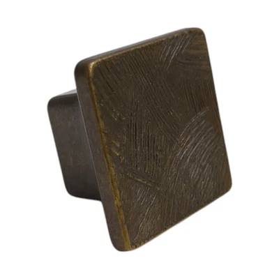 Vintage Brass Square Textured Raised Knob Handles Pulls Single Screw - Image 1 of 4