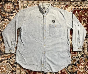 Vintage Lee Sport NFL Raiders Denim Button Up Shirt Oakland Las Vegas ADULT LARGE L - Bild 1 von 6