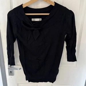 Zara Women’s Black Size Medium Knit 3/4 Sleeve Jumper - Picture 1 of 3