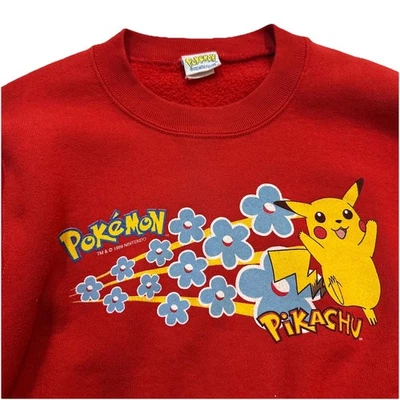 Vintage Nintendo Pokemon Pikachu Sweater Youth Large Red Pullover Sweatshirt - Image 1 of 4