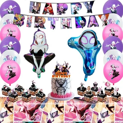 Araña Gwen Decoración Fiesta Vengadores Cumpleaños Suministros Globos Mantel  Foto 1 de 4