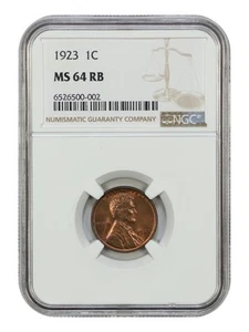 1923 1C NGC MS64RB - Lincoln Cent (Wheat Reverse) - Picture 1 of 2