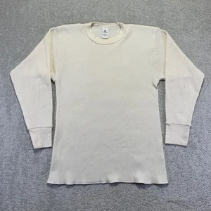 Vintage Indera Mens Long Sleeve Thermal Shirt XL Waffle Knit White Cream - Picture 1 of 9