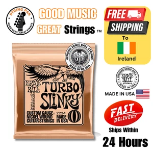 Ernie Ball Turbo Slinky Electric Guitar Strings 9.5-46 + 2 FREE Strap Locks - Picture 1 of 5
