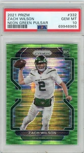 Zach Wilson 2021 Panini Prizm Rookie Neon Green Pulsar #332 PSA 10 New York Jets - Picture 1 of 2