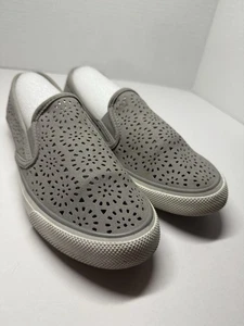 Sperry Seaside Perforated Emboss Women's Grey Sneakers Size 8.5 - Picture 1 of 6