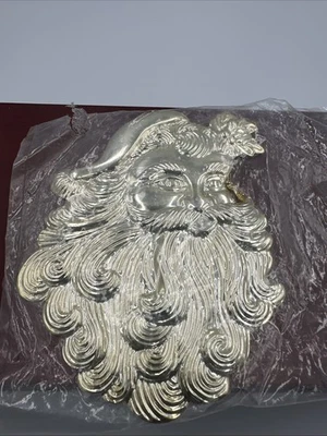 Vintage Embossed Santa Face Wall Hanging Gold Tone Hobby Lobby Holiday Décor NWT - Image 1 of 3