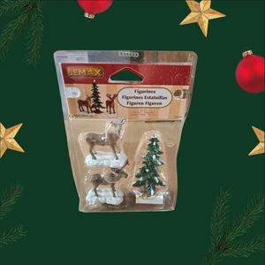 Juego de 3 estatuillas Lemax de Mr. & Mrs. Moose & Snow Tree Holiday Christmas Village - Imagen 1 de 2