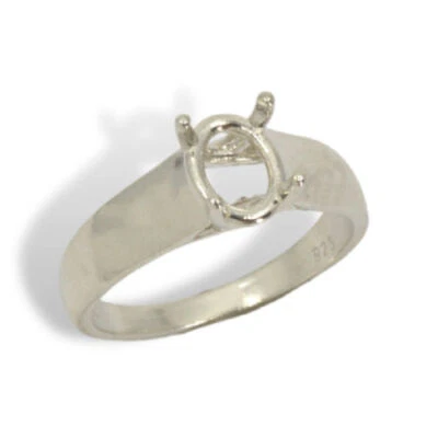 Sterling (8x6mm - 12x10mm) Oval Comfort Fit Pre-notched Ring Mounting - Image 1 of 2