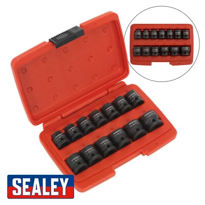 Sealey Air Impact Low Profile Stubby Socket Set 13 Piece 1/2" D Metric 10-24mm - Image 1 of 4