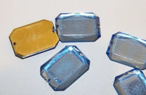 LG LOT Emerald Cut BLUE Rectangle Rhinestone Beads - Picture 1 of 4