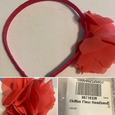NUEVO CON ETIQUETAS Diadema Flor/Flor Gasa Rosa Infantes Pequeña 4 1/2" A Través NUEVO Foto 1 de 4